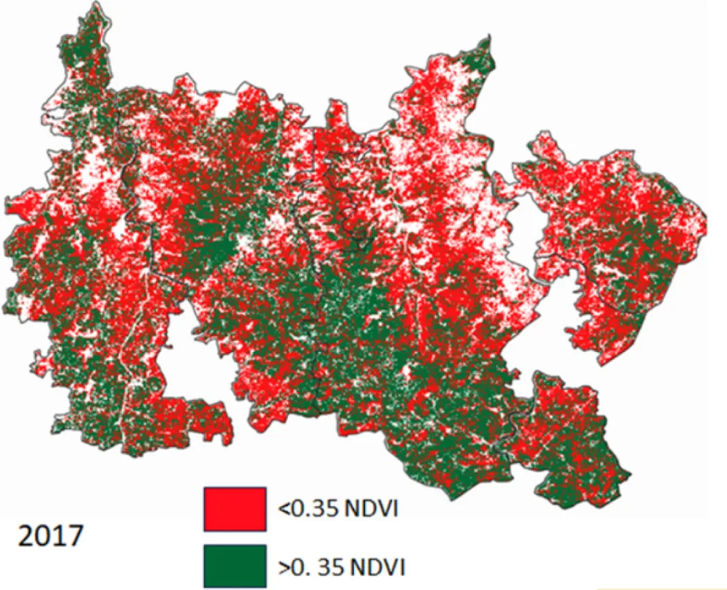 NDVI vegetation map of the command area in 2017